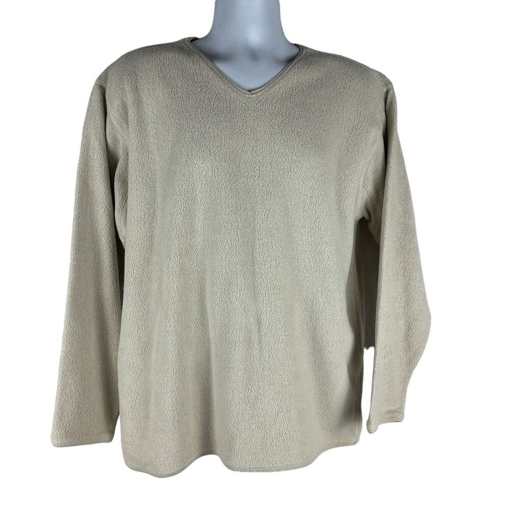 Dockers Beige Long Sleeve Mens Sweater Medium Cotton/Polyester Blend V-Neck